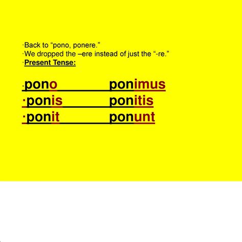 pono latina|Latin verb 'pono' conjugated.